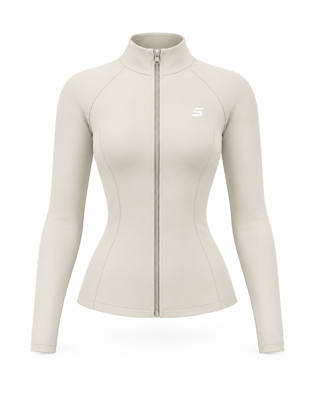 Fitted Full-Zip Jacket- Ivory
