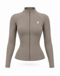 Fitted Full-Zip Jacket- Taupe
