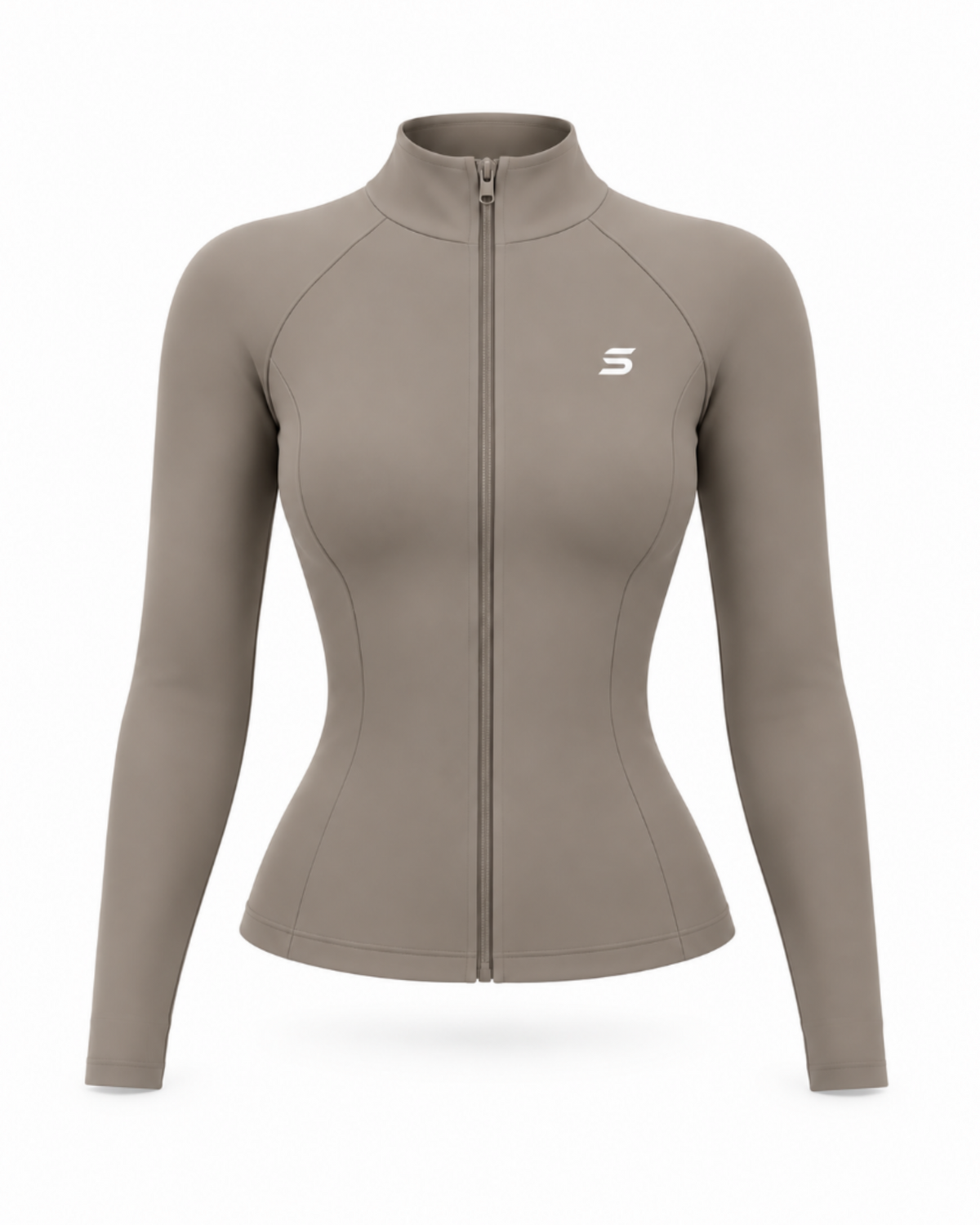 Fitted Full-Zip Jacket- Taupe