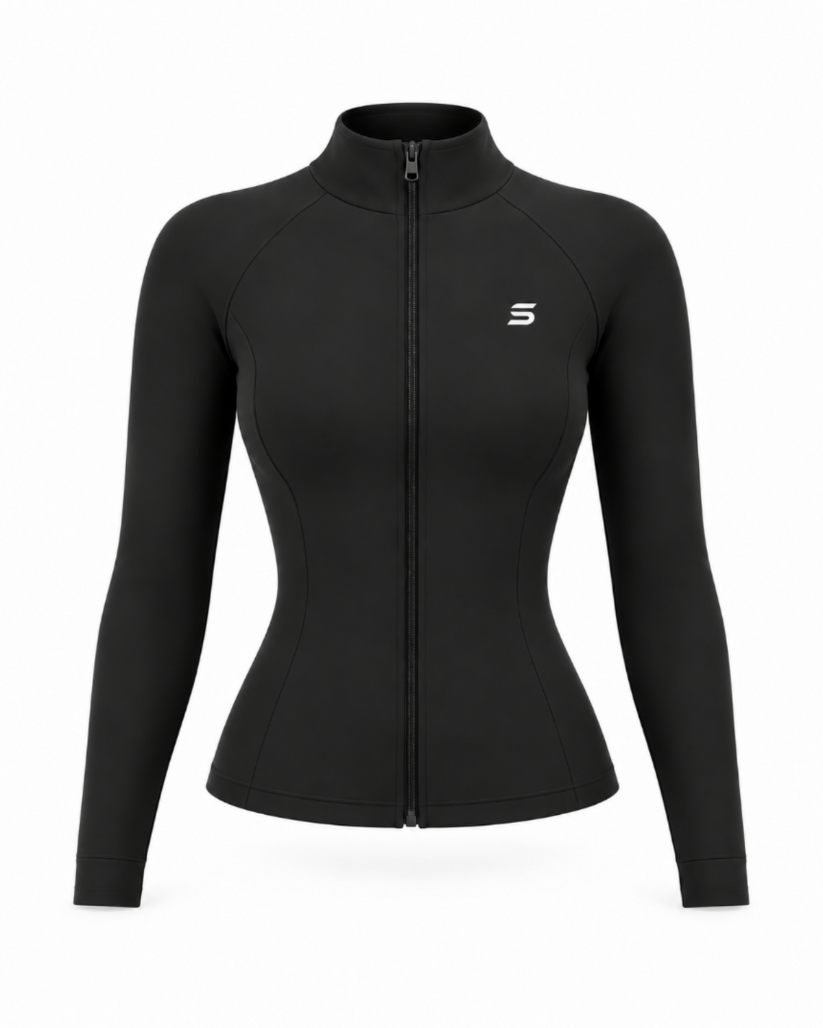 Fitted Full-Zip Jacket- Black